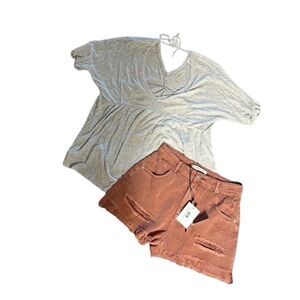 New Mustard Seed Rust Distressed Ripped Denim Jean Small Short